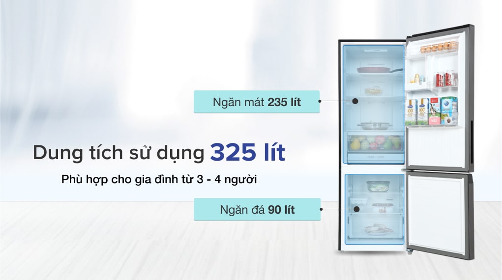 Tủ lạnh Toshiba Inverter 325 lít GR-RB410WE-PMV(37)-SG - Dung tích 325 lít phù hợp với gia đình từ 3 - 4 thành viên